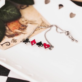 Card Player Bracelet Adjustable with the 4 Suit of Cards Hearts Spades Diamond Clubs Poker Casino