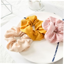 Ipetboom 5pcs Solid Stretch Hair Ties Seamless Hair Rope for Women Girls Ponytail Holders Yellow Green Khaki for Everyday Use