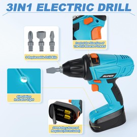 Vanplay Kids Toys Kids Tool Set Pretend Play Tools Kit with Electronic Toy Drill Kids Tool Belt Tool Box Toys for 3 4 5 6 Year Old Boys Girls (52Pcs)