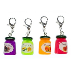 Miniblings Jam Jar Charm Colourful Jam – Handmade Fashion Jewellery I Silver-Plated Pendant Charm Bracelet – Pendant for Bracelet, Metal Cotton
