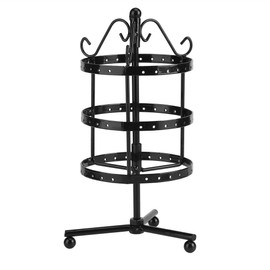 Jewelry Display Stand, 3 Tier Metal Jewelry Organizer Hanger Display Stand 72 Holes Rotatable Earring Organizer Metal Holder Home Wall Art Decor Design for Earrings Bracelets Rings Necklaces(02)