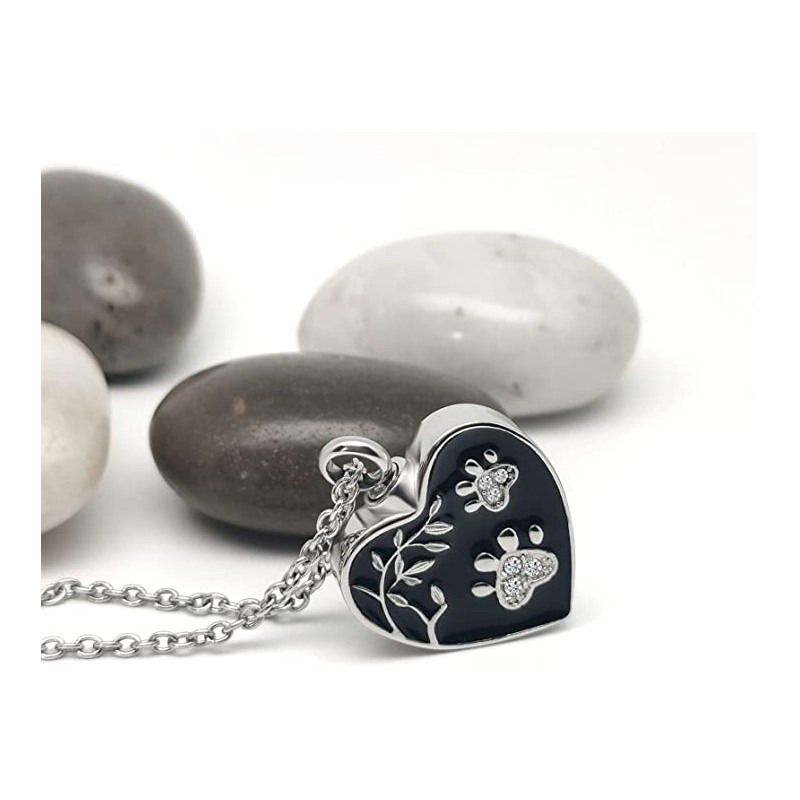 GMXLin Pet Pawprint Heart Cremation Urn Necklace for Ashes Dog