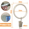 Plstod Silver Curtain Rings with Clips, 40 Pieces Curtain Rings