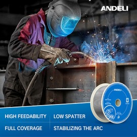 ANDELI Gasless Flux Core Welding Wire, E71TGS .030" Diameter 10Lbs Low Splatter Mig Welding Wire (Flux-Cored Wire, 10 LB, .030'')