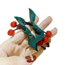 Hair Rubber Hair Accessories, Adults, Kids, Hair Ornaments, Rubber Band, Hair Arrangement, Ribbon, Cute, Stylish (Small Cherry Rubber, 3 Pieces)