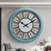NUOVO Large Wall Clock for Living Room, Retro Blue Wall