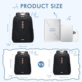 GOLF QUALITY Laptop Backpack for Women,Casual Work Business Backpacks Purse Carry on Travel Backpack,14 Inch,Black