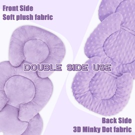 GFU Infant Car Seat Insert Head and Body Support, Reversible Newborn Insert for Carseat with Strap Pads, Soft Stroller Cushion Pillow Insert for Boys and Girls, Fits for Stroller, Swing, Purple