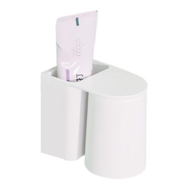 歯ブラシセット カップラックコップ 付き マグネットコップ 洗面所 収納 水垢防止防塵 創造性 歯磨き粉カップ スタンド(ホワイト)