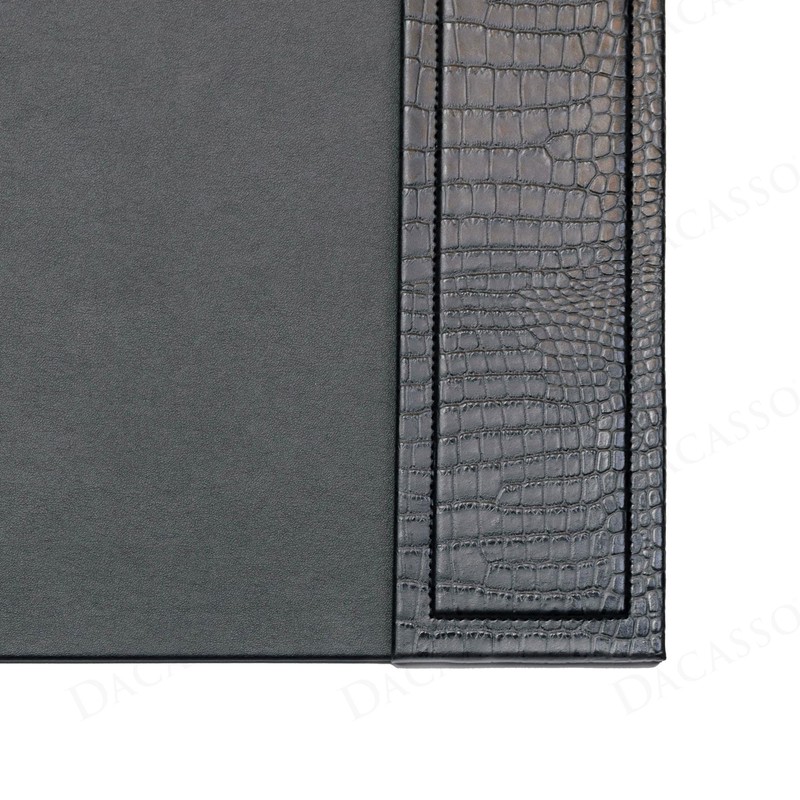 Dacasso 25.5” x 17.25” Black Crocodile Embossed Luxury Leather Desk