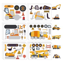 24 Sheets Construction Make a Face Sticker Sheets Activities, Make Your Own Stickers for Birthday Party Favor Supplies Craft