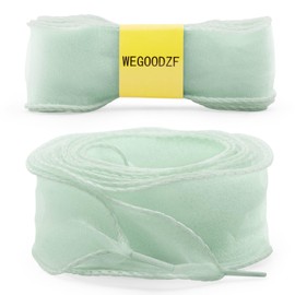 WEGOODZF Flat Ribbon Organza Shoelaces: 4 cm Wide Transparent Snow Yarn Shoe Laces for Trainers 2 Pairs, 07 Light Green
