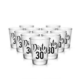 Dirty 30 Shot Glasses 30th Birthday Party Favors, Dirty Thirty Birthday Decorations for Her and Him, Reusable Drinking Cup, Set of 12 Party Favor Dirty 30 Birthday Gifts for Men or Women, 1.75 oz