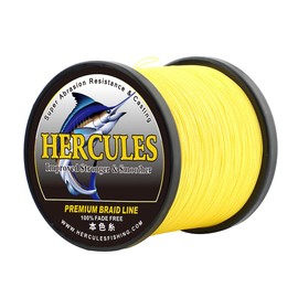 HERCULES Fade-Resistant Braided PE Fishing Line, 4 Strands, Long Casts, Strong, Sensitive, Flexible, No Stretch, Versatile, Long-Lasting, 328 yd (300 m) #0.2 (6 lb (2.7 kg) / 0.003 in. (0.08 mm))