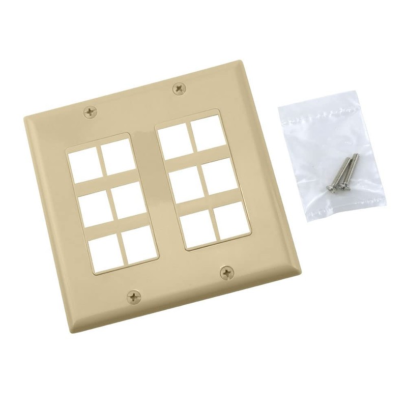 12-Port Double-Gang Wall Plate (Ivory)