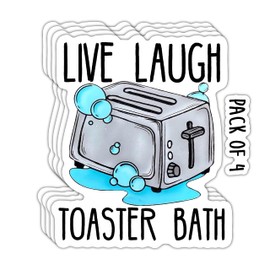 IMPERIAL VIBES - Live Laugh Toaster Bath Sticker - Vinyl Decal for Notebook–Waterproof Sticker for Cup – Indoor Outdoor Use for Laptop - Decal for Car, SUV, and Notebook - 3-inch appx 4 Pack -Imp 114