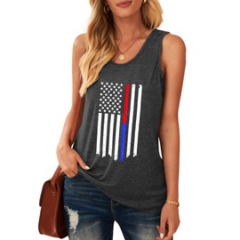 MAIHUN Thin Blue Line Tank Top for Women Police Shirt American Flag Sleeveless Patriots Vest Tee Top