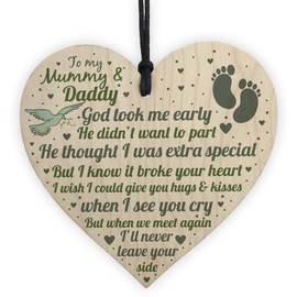RED OCEAN Baby Memorial Gifts Card Wooden Heart Lost Baby Memorial Daughter Son Plaque Keepsake