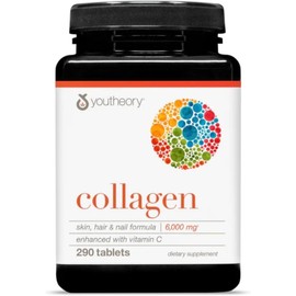 Youtheory Advanced Collagen - 6,000 mg Collagen - with Vitamin C - for Hair, Skin & Nails* - Collagen Supplements for Women and Men - 290 Tablets