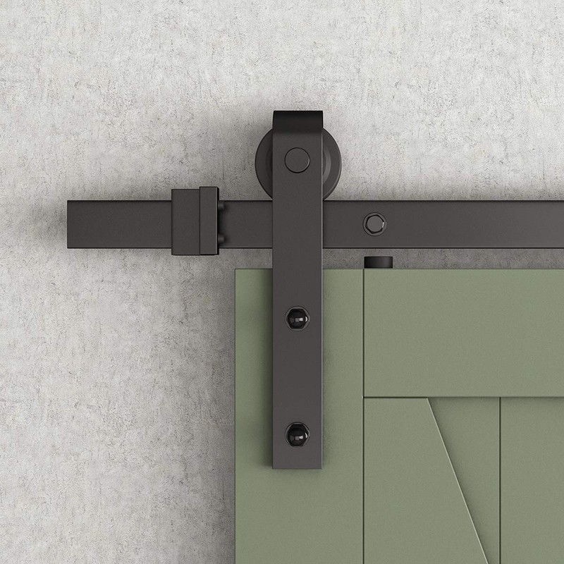 SMARTSTANDARD Sliding Barn Door Hardware Hangers 2pcs (Black) (J Shape