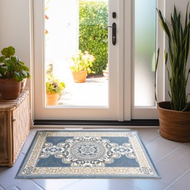CHICHIC 36 x 24 Inch GrayBlue Indoor Door Mat for Home Entrance, Front Door Mat Indoor Inside Outdoor Outside Entryway Rugs Welcome Mat Anti-Slip Rubber Back Low Profile