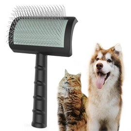 TinyPoint Large Slicker Brush for Dogs,Cats,Extra Long Pin Shedding Brush for Long Haired Dog,Cat, Pet Grooming Wire Brush for Thick Undercoat Curly Hair,25mm(1"),Black
