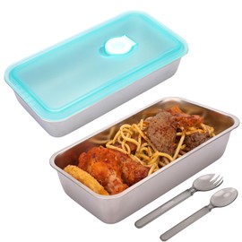UCBAT 304 Stainless Steel Bento Boxes with Lids, 2pcs Leakproof Snack Containers, Reusable Food Storage Containers for Lunch, Travel & Camping