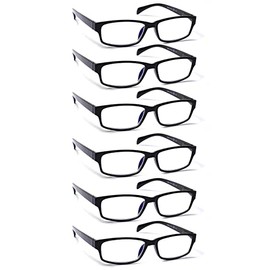 Computer Reading Glasses for Women and Men 6 Pack Blue Light Blocking Spring Hinge Readers (5 Black, 0.00)