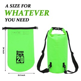 Eayson Heavy Duty Waterproof Dry Bag - Outdoor Wet Storage Backpack, Ultimate Camping Gear for Kayaking, Rafting, Boating, Hiking, Fishing, and Beach Bag (Green) (20 Liter)