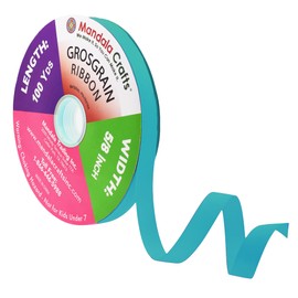 Mandala Crafts 5/8 Inch Turquoise Grosgrain Ribbon for Gift Wrapping - 100 Yard Bulk Fabric Ribbon for Wedding, Party Decor, DIY Crafts, and Hair