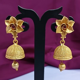 Efulgenz Indian Earrings for Women Gold Tone Floral Jhumka Jhumki Dangle Earrings Set Indian Bridal Jewelry Set for Women