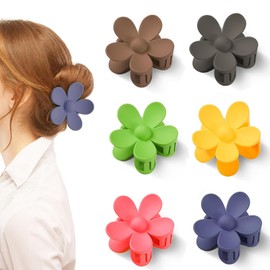 MFCGHXR Pack of 6 Flower Hair Clips, 6 Colours, Matte Hair Clips, Large Hair Clips, Matt, Strong Holding Hair Clip for Medium Thick Hair, Women, Girls, Hair Accessories