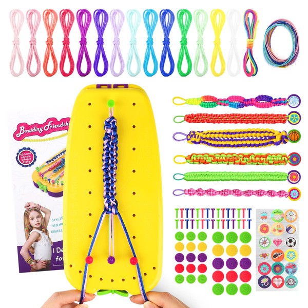 TOYESS Bracelet Making Kit for Girls, DIY Bracelet Craft Kit Includes Colorful Threads and Braiding Loom, Art and Craft Toys Kits for Girls Age 6 7 8 9 10 11 12