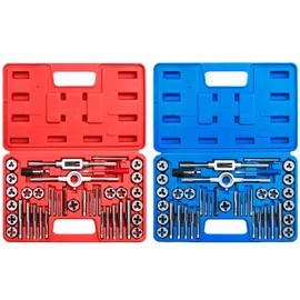 80-Piece Premium SAE and Metric Tap and Die Set - SAE Inch Size #4 to 1/2” and Metric Size M3 to M12, with Coarse, Fine and Pipe Threads | Essential Threading Kit with Complete Handles and Accessories