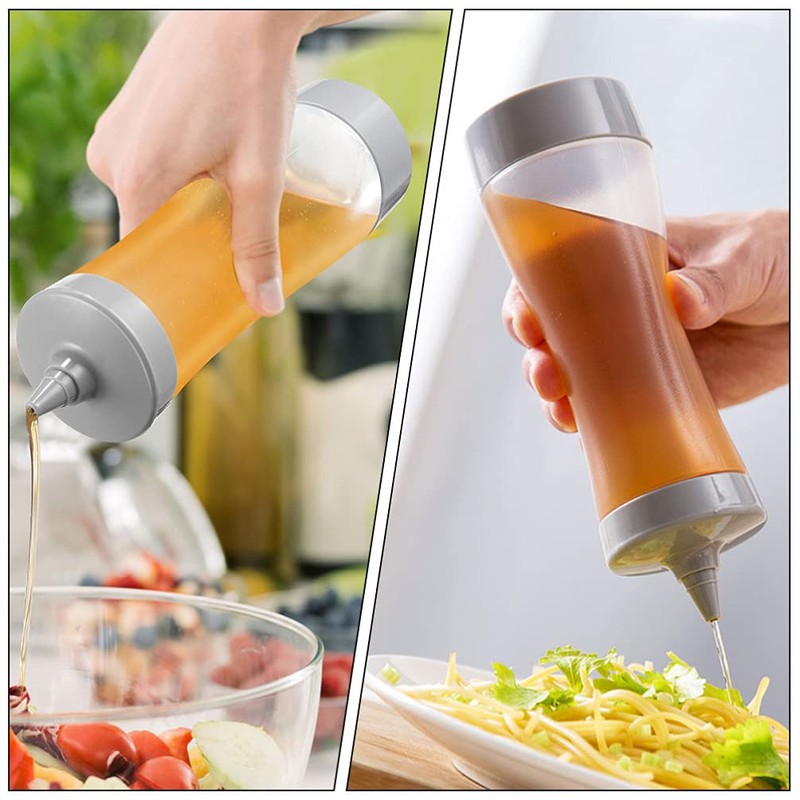 Kichvoe 4 Unidades de Botellas de Condimento Exprimibles con Tapa