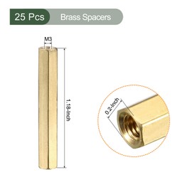 YOKIVE M3 Spacers Brass Hexagonal PCB Spacer Nuts Holding Height Uniform Large for Motherboard Circuit Board Electronics (Gold Tone 30 mm) Pack of 25