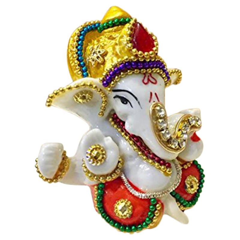 Karigaari Resine Stone God Ganesha Idol (White)