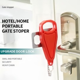 Yuchengxiang Portable Door Lock, Home Security Door Locker Travel Lockdown Locks, Travel Door Lock Heavy Duty Air BNB Lock Anti Theft Safety Privacy Lock for Home (Red+Black)