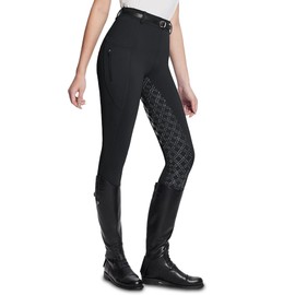 NAMAZU Women's Full Seat Riding Tights Active Silicon Grip Horse Riding Tights Equestrian Black