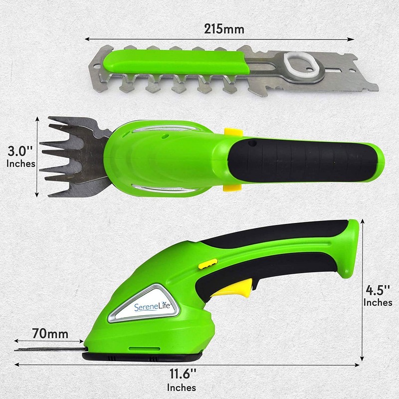 SereneLife Cordless Hedge Trimmer Handheld Grass Cutter Shears Electric Shrub
