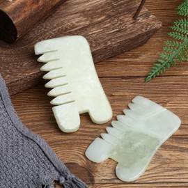 2Pcs Massage Guasha Jade Comb - Scraping Scalp and Birthing Tool for Labor Pain - Multifunctional Handheld Head Massage Tool for Caring, Relaxation and Birth