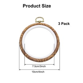 Kyuionty 3 Pack 4 Inch Round Embroidery Hoops, Cross Stitch Imitated Wood Display Frame Circle Embroidery Hoop Ring for Art Craft Sewing and Hanging