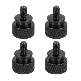 sourcing map 4Pcs M4x0.7mm Aluminum Thumb Screws, 12x16mm(ODxH) Computer Case Thumb Screws for PC Side Panel Motherboard Mounting Screw, Black