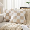 Ohocut Checkered Jacquard Shag Throw Pillow Covers, Pack of 2