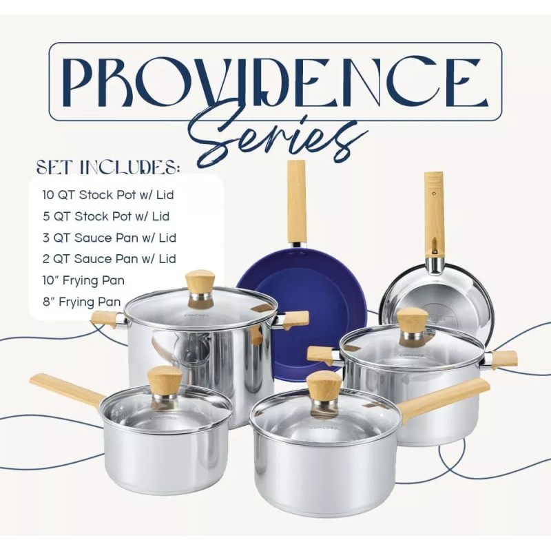 CONCORD Providence Series 10 Pieces Stainless Steel Cookware Set. Sauce