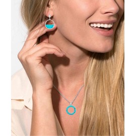 Genuine Turquoise Jewelry Set for Women, Sterling Silver Boho Vintage Neckace and Dangle Earings Western Jewelry Birthdays Gift