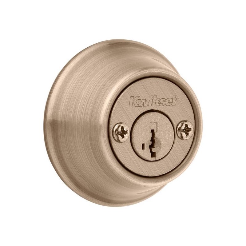 Kwikset SmartKey Security Antique Brass Metal Double Cylinder Deadbolt