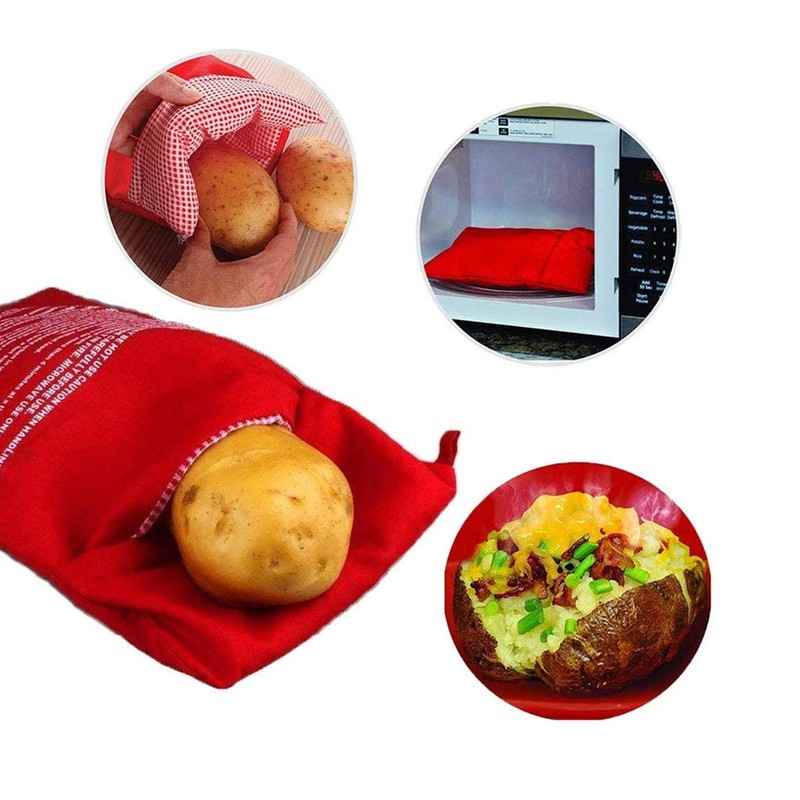 Microwave Potato Bag, 2 Pack Reusable Microwave Cooker Bag Baking