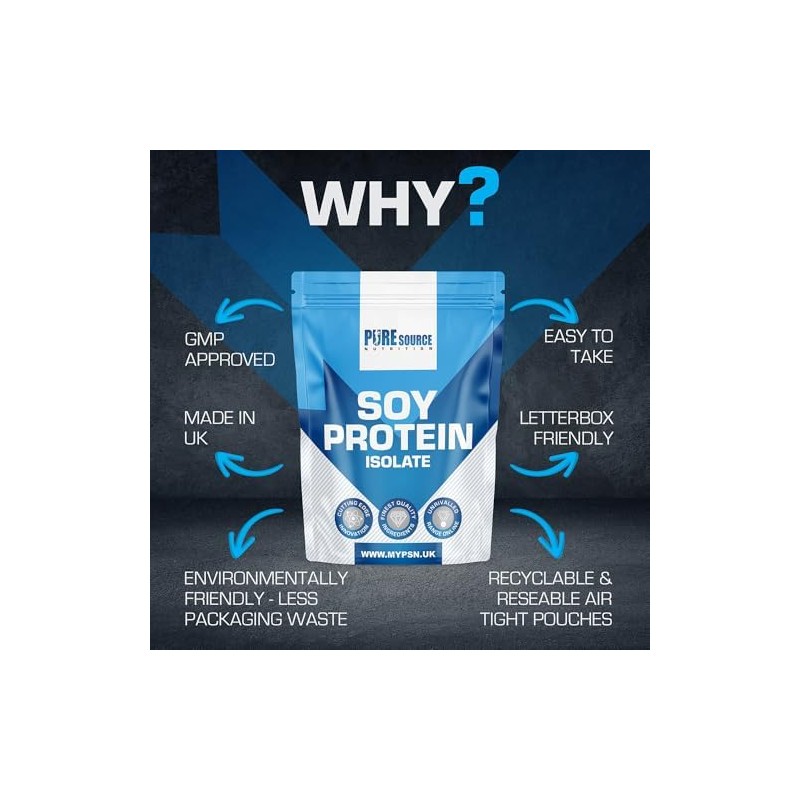 Pure Source Nutrition Soy Protein Isolate Powder (90% Protein) 250g
