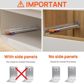 PHWALK 12 Inch Bottom Mount Soft Close Drawer Slides Full Extension Concealed Rails Track 80 lb Load Capacity 1 Pair（Soft Close with Bracket）